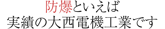 防爆といえば実績の大西電機工業です